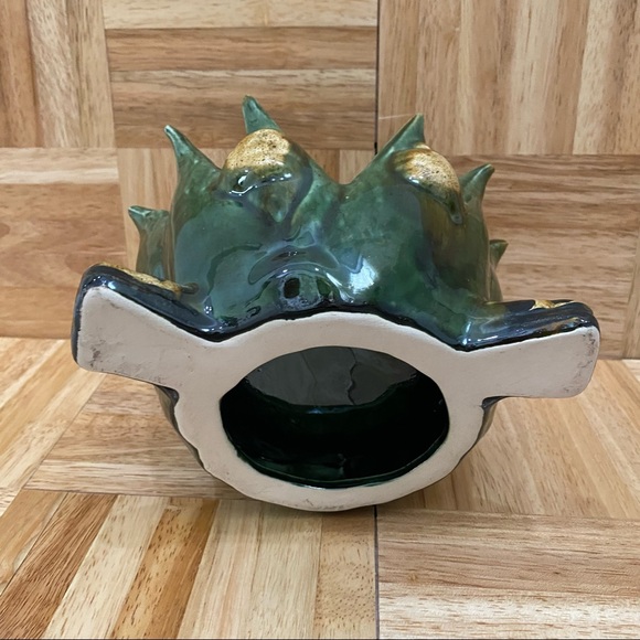 Unique Green Glazed Pottery Spiked Planter - Picture 10 of 10